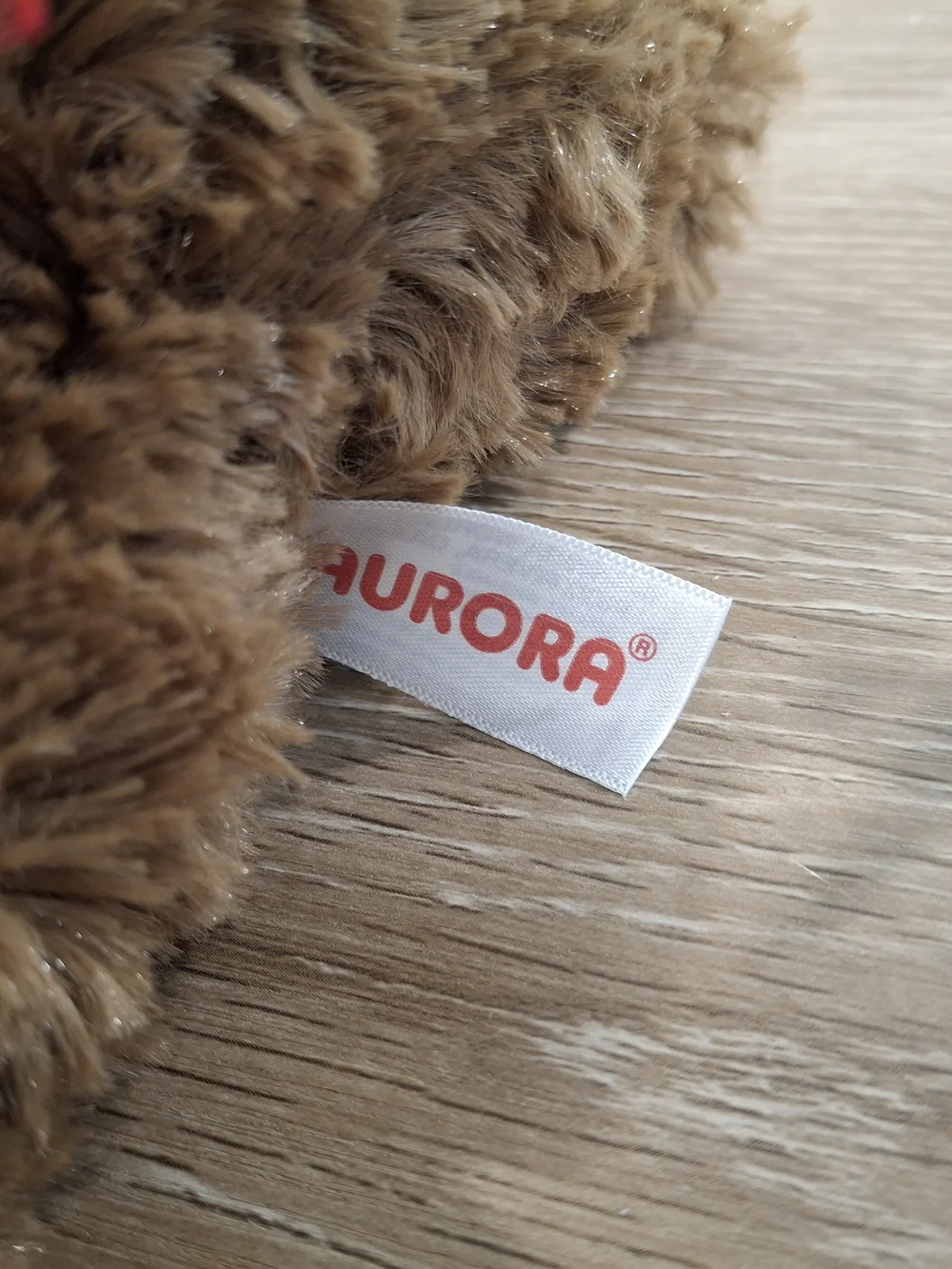 Aurora World Brown Teddy Bear Plush with Red Ribbon